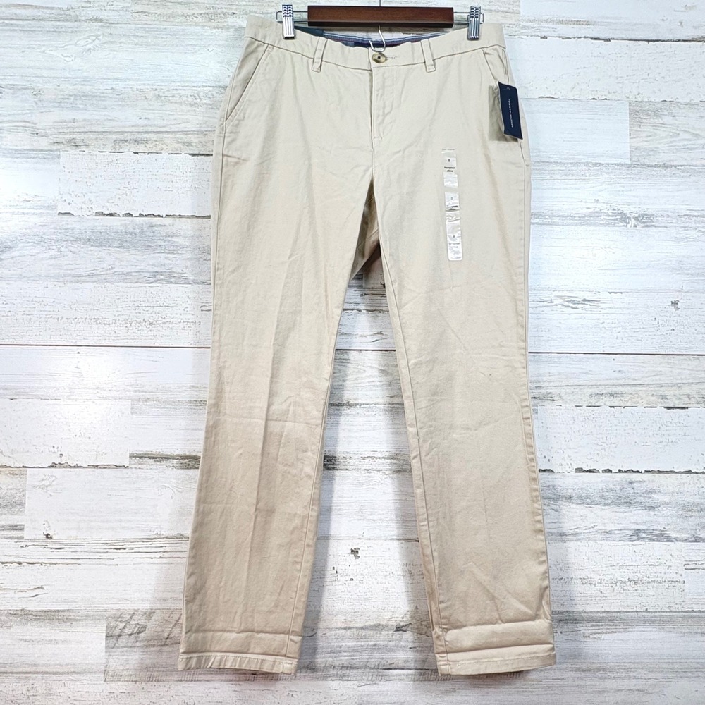Tommy Hilfiger Womens Hampton Stretch Slim Heritage Chino Pants Khaki Size 8 NEW